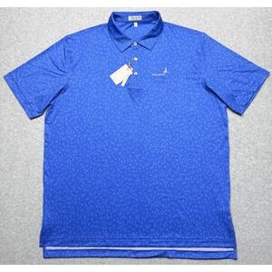 Peter Millar Polo Shirt Men XL Blue Ravenna Golf Shots Drinks Summer Comfort NWT